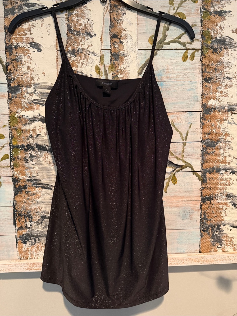 Express Black Shimmer Scoop Neck Tank Top